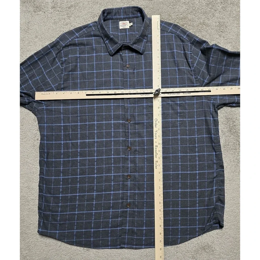 Faherty The Movement Button Shirt Men 2XL Performance Gray‎ Blue Windowpane